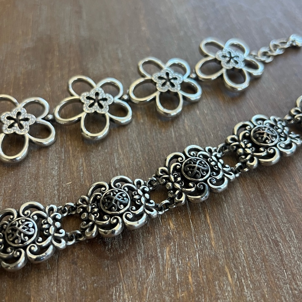 Brighton Bracelet Bundle (2 Pc) • Floral Set • Retired Silver Jewelry